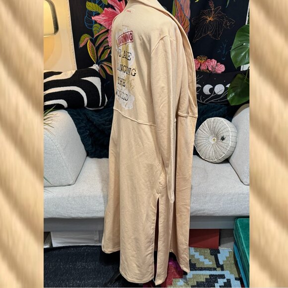 PEACE LOVE WORLD Shannon Shawl Collar Cotton Maxi Duster Coat, Almond Buff, L - Picture 10 of 16